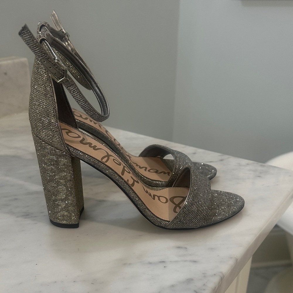 Sam Edelman Glittering Silver Block Heels